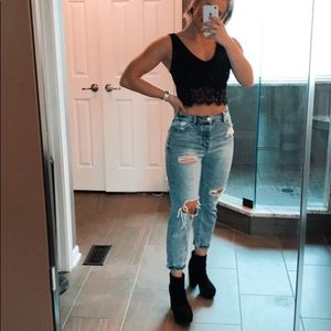 Cropped Lace Trim Tank